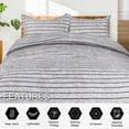 thumbnail image 4 of PiccoCasa 3-Piece Stripe Down Alternative Comforter Set Queen Polyester Gray, 4 of 7