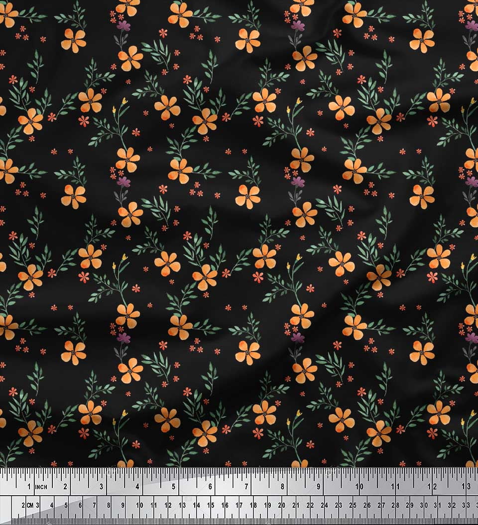 Soimoi Green polyester Crepe Fabric Diamond Geometric Fabric Prints By Yard 42 Inch Wide