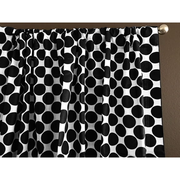 Cotton Curtain Polka Dots Print 58 Inch Wide / Large Dots Black on White