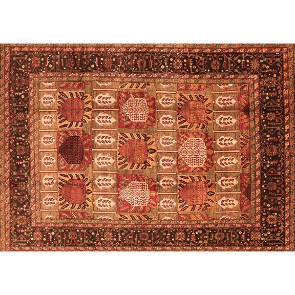 Ahgly Company Indoor Rectangle Oriental Orange Industrial Area Rugs, 2' x 5'