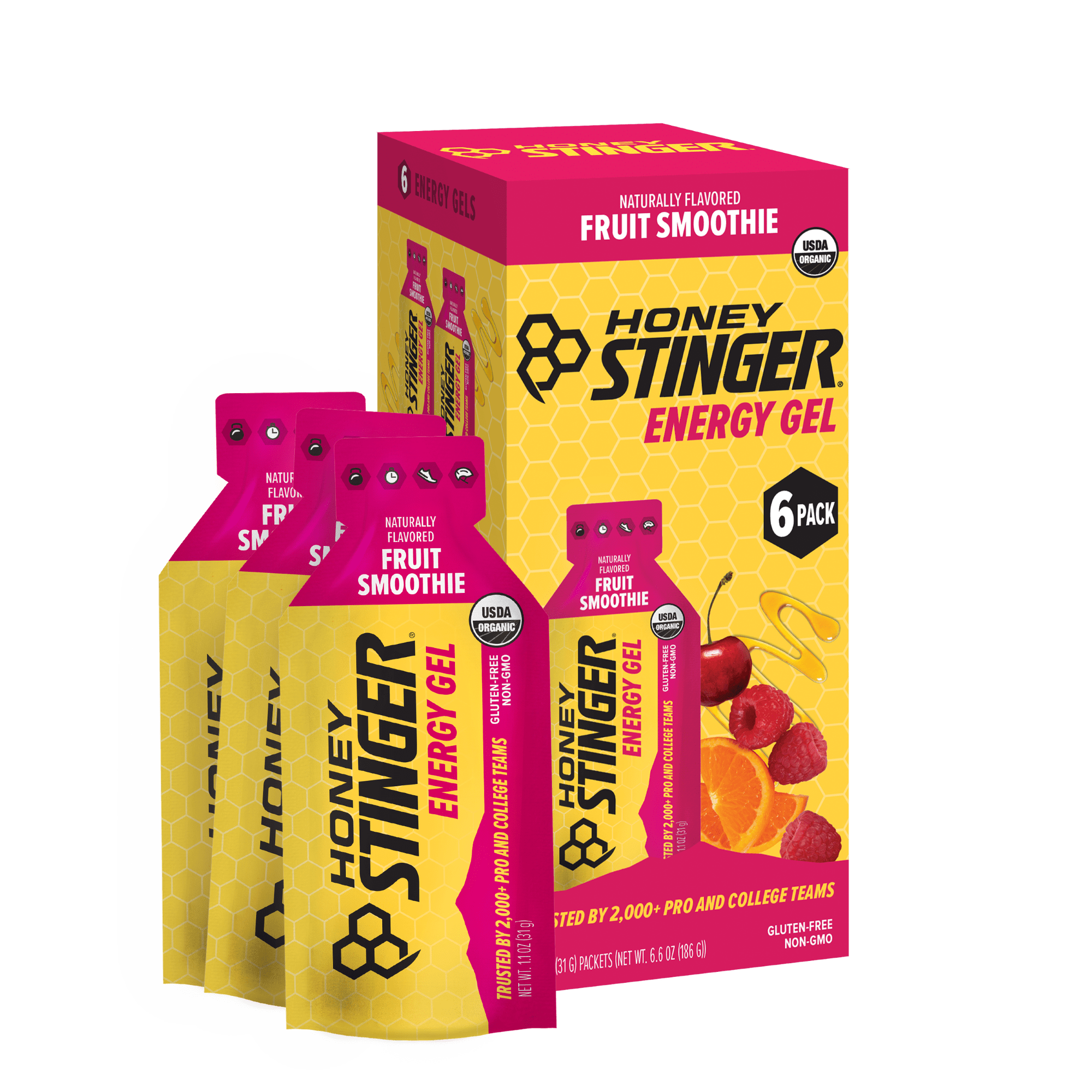 Honey Stinger Organic Gluten-Free, Fruit Smoothie Energy Gel, 1.1 oz, 6 Count Box