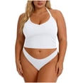 thumbnail image 1 of Craaazy Womens Plus Size Sports Tops Solid Color Racerback Ribbed Sleeveless Built-in Bra Crop Tank Tops for Workout Gift, 1 of 6