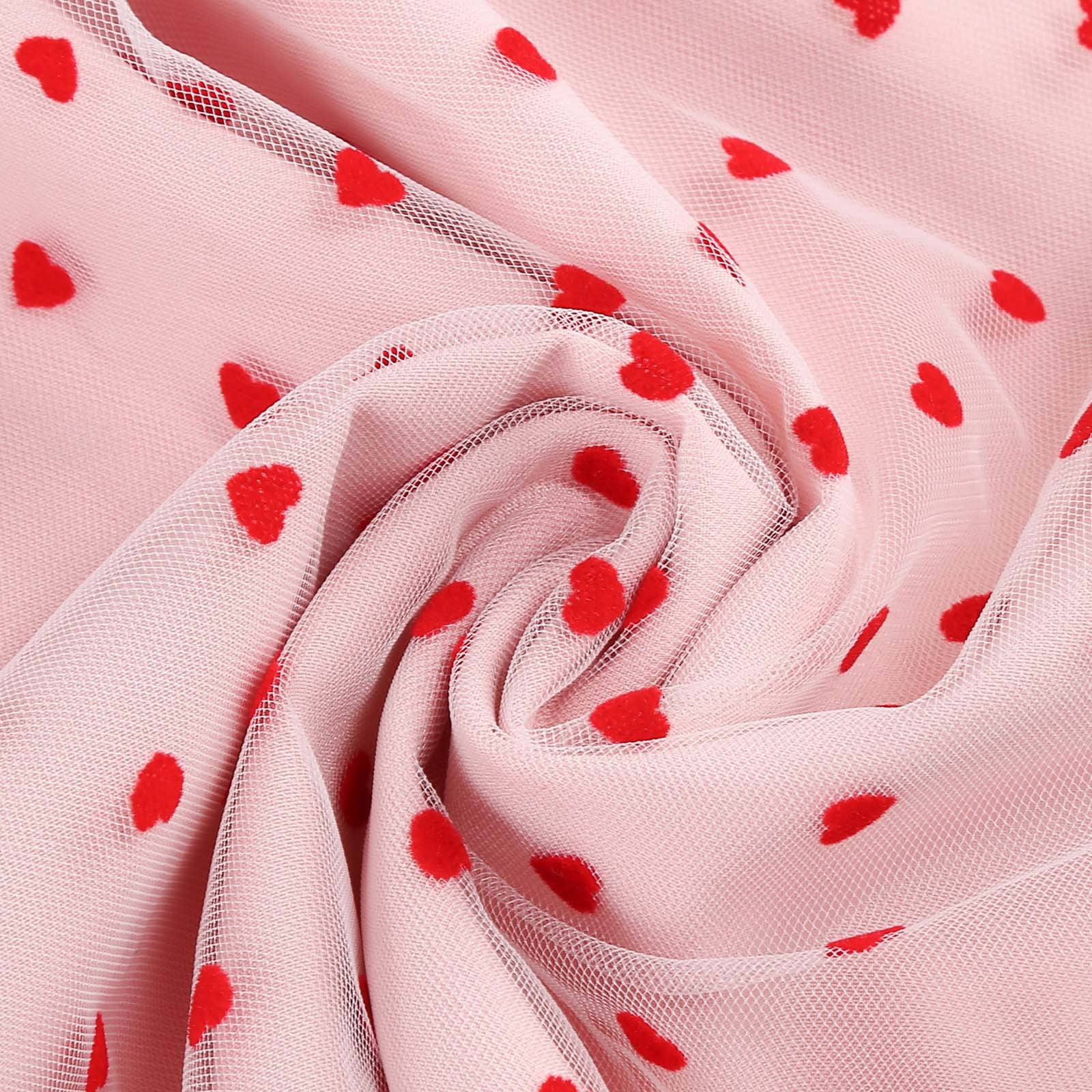 hotojiny Women Heart Print Maxi Dress Valentine's Day Gifts Cocktail Party Dresses Fashion Sleeveless A-Line Flowy Mesh Dress