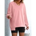 thumbnail image 2 of Women'S Oversized Sweatshirts Long Sleeve Shirts V Neck Loose Pullover 2025 Trendy Fall Outfit Pink XL, 2 of 6