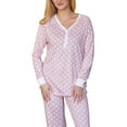 thumbnail image 3 of Doublju Women's Long Sleeve Henley Pajama Sleepwear 2 Pcs Set, 3 of 4