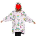 thumbnail image 2 of goowrom Family Cartoon Digital Printing Lamb Wool Warm Hooded Blanket, 2 of 9