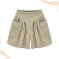 thumbnail image 5 of Yuangui Dark Khaki Women Casual Shorts Large Loose Breathable Shorts Pants Cotton Short Trouser Summer Fashion Costume for Lady- Size XXL, 5 of 10