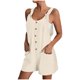 thumbnail image 1 of Mono corto de verano informal con botones para mujer - Poliéster, sin mangas, pantalón corto ancho - S-XXL, 1 of 5