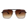 thumbnail image 2 of Mens Luxury Fashion Rectangle Mobster Chic Designer Metal Rim Sunglasses All Brown, 2 of 4