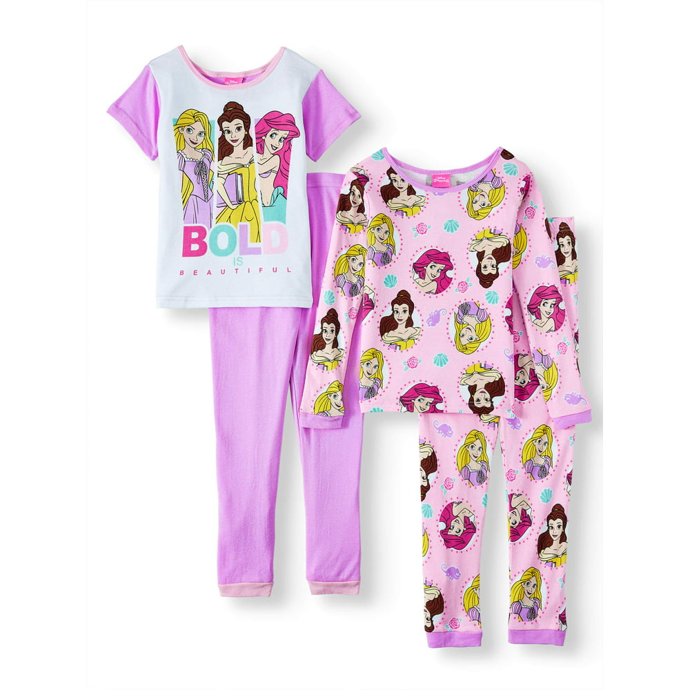 Disney Princess - Disney Princess Girl's 4-Piece Cotton Pajama Set ...