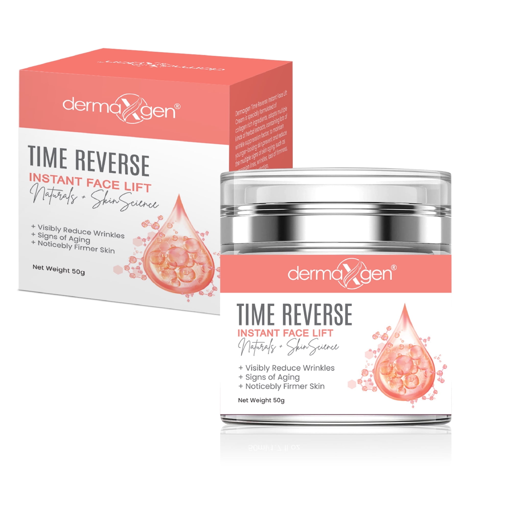TIME REVERSE INSTANT FACE LIFT + PURE ORGANIC Powerful Triple Combination Cream/Reduce Sun Spots, Facial AGED Wrinkles