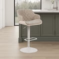 thumbnail image 2 of Toby Adjustable Swivel Barstool in Ivory Finish with Vintage Taupe Upholstered Seat and Pale Wood Accents, 2 of 5