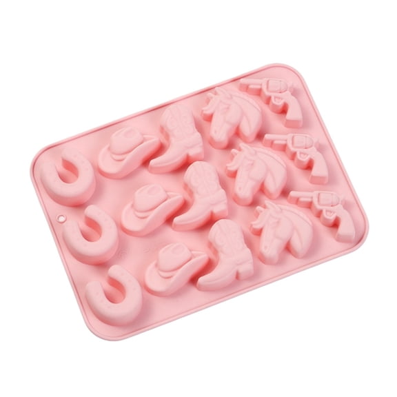 VMWMSSR Western Themed Silicone Ice Trays, Cowboy Pattern Freezer Molds, Food Grade Reusable Kitchen Gadgets For Chocolate Candy Fondant B-22x15cm