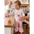 thumbnail image 4 of Cjfdfy Toddler Baby Girls Birthday Outfits First Birthday 1 Chick Embroidery Sweatshirt And Plaid Bell Bottoms Flare Pants Cute One Year Old Birthday Fall Winter Clothes, 4 of 9