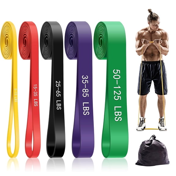Pull Up Assistance Bands,5-Level Resistance Bands for Working Out, Pull Up Bands for Men & Women, Exercise Bands for Full-Body Training, Fitness, Physical Therapy, Stretch Workout Bands at Home, Gym