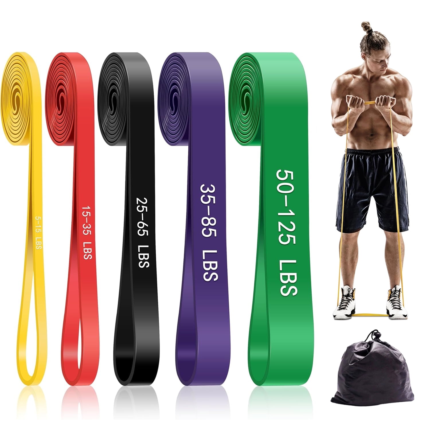 Pull Up Assistance Bands,5-Level Resistance Bands for Working Out, Pull Up Bands for Men & Women, Exercise Bands for Full-Body Training, Fitness, Physical Therapy, Stretch Workout Bands at Home, Gym