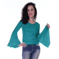 thumbnail image 3 of Moomaya T-Shirt à Manches Longues pour Femmes, Col Rond, Coupe Décontractée, Été, 3 of 5