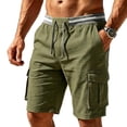 thumbnail image 2 of Utoimkio Men's Striped Elastic Waist Drawstring Cargo Shorts,Multi Side Flap Pocket Lightweight Casual Knee Length Outdoor Work Shorts, 2 of 5