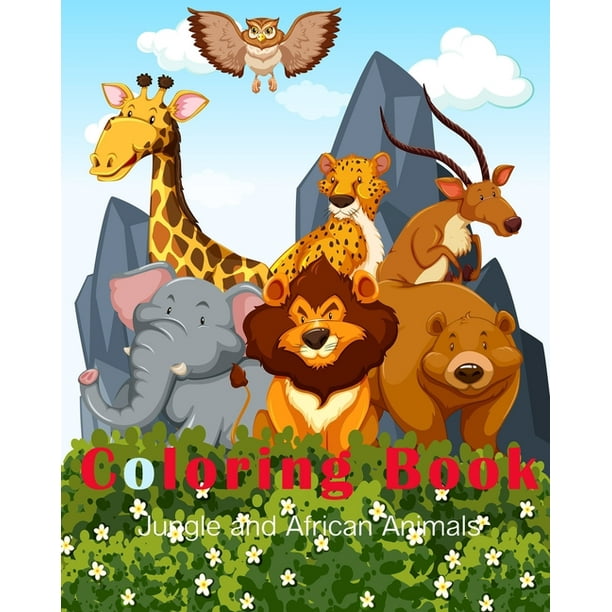 Jungle and African Animals Coloring Book : A Fun Hand Drawn Coloring Book  for Kids and Beautiful Forest Designs for Children 