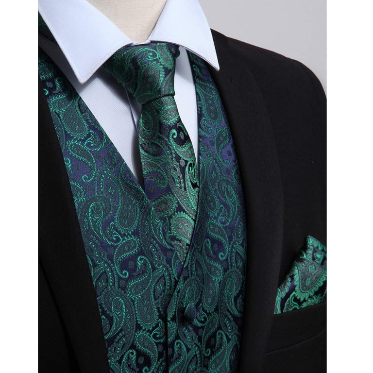 HISDERN Men's Green Suit Vest Formal Waistcoat Tuxedo Dress Vest Tie Set  for Suit or Tuxedo 3PCS S - Walmart.com