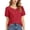 Red, variant on Plus Size T-Shirt Women's Diagonal Buttons Tops Short Puff Sleeve Drawstring Dressy Elegant Blouse Split V-Neck Summer Clothes