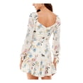 thumbnail image 2 of CITY STUDIO Womens Ivory Belted Ruffled Zippered Floral Blouson Sleeve V Neck Short Party Shift Dress Juniors S, 2 of 2