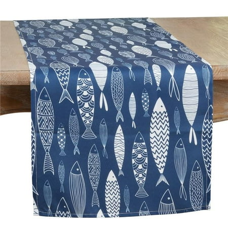 

Saro Lifestyle 3347.NB1690B 16 x 90 in. Fish Design Table Runner Navy Blue