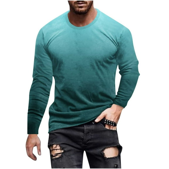 CHGBMOK Mens T Shirts Casual Round Neck Long Sleeve Pullover Printed T-Shirt Blouse,Sizes S-5XL