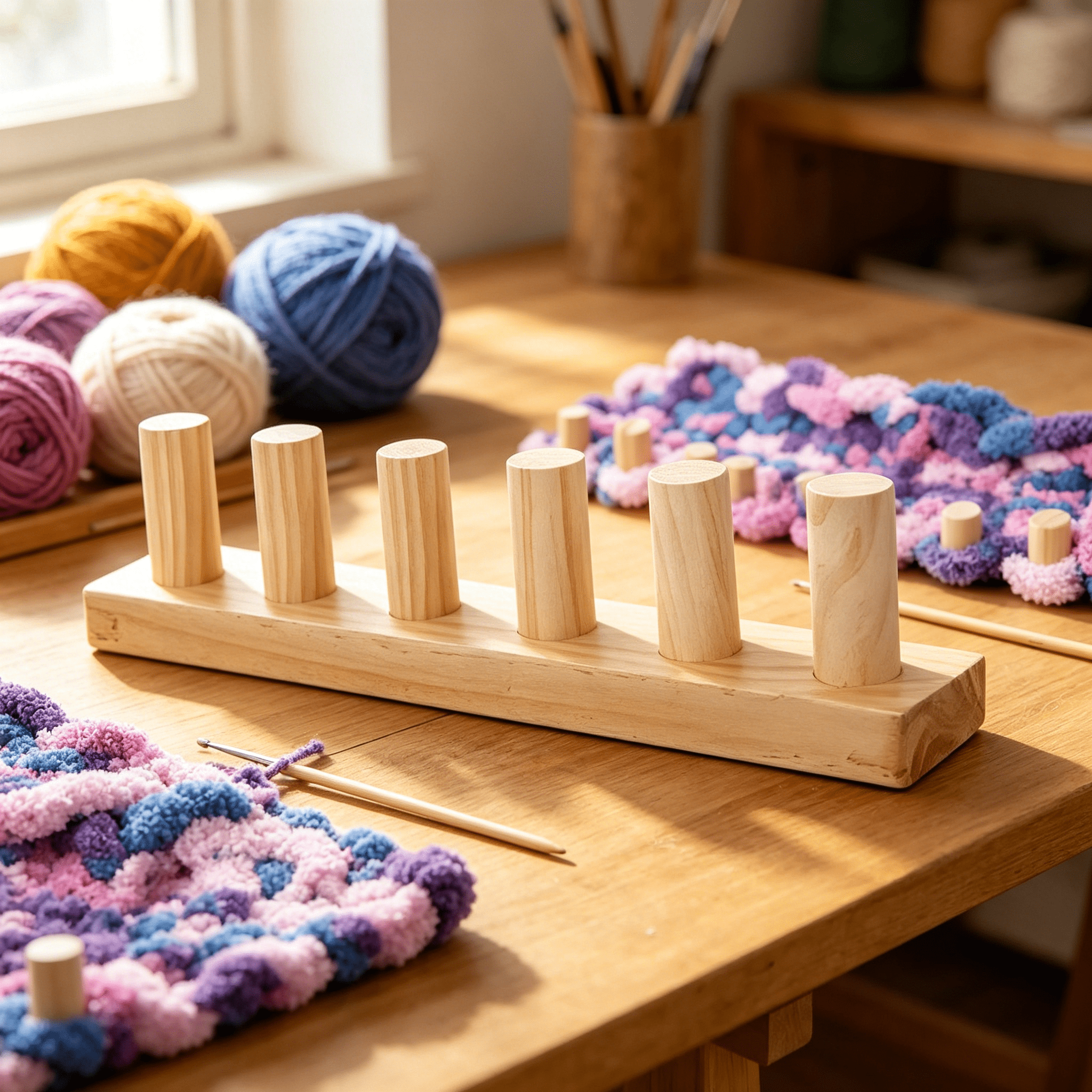 TUWAFE 2026 New Chunky Knitting Loom Gifts Beginners Yarn Craft Portable Wooden Blanket Loom 4 Piece for Home,Diy Crafts,Crafting Studio,Knitting Projects