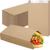 Duslogis 50 PCS Paper Foil Hot Dog Wrappers Foil Grease Bags for Kitchen Disposable Burger Bags Aluminum Foil Bags Greaseproof Hot Dog Bags for Sandwiches, Fast Food, BBQ (Brown, 4.7"x8.6"x1.6")