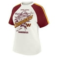 thumbnail image 2 of Women's WEAR by Erin Andrews White Washington Commanders Sleeve Stripe Distressed Raglan T-Shirt, 2 of 6