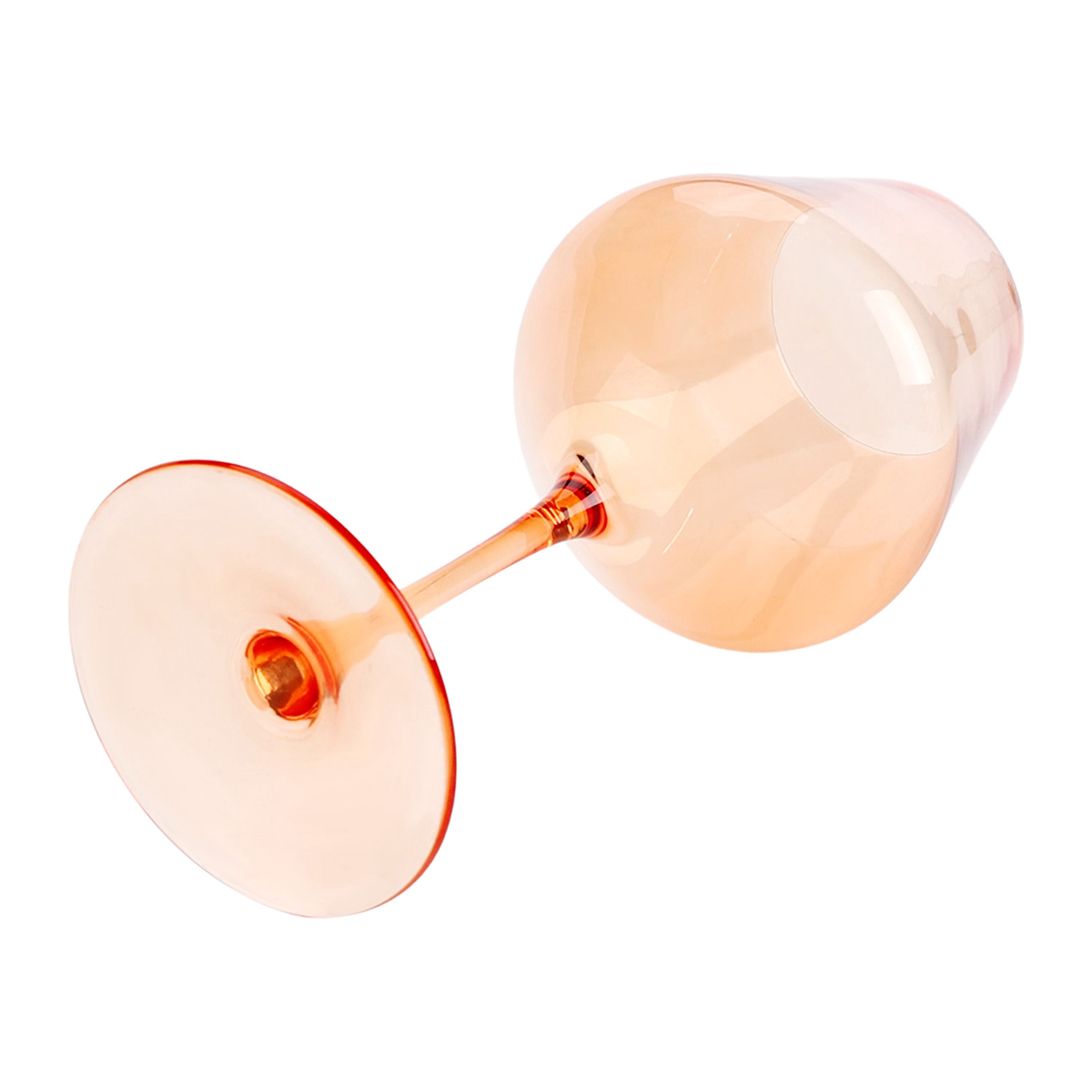 Just Feed Me by Jessie James Decker 4-Piece 22-Ounce Stemmed Wine Glass Set, Peach Amber