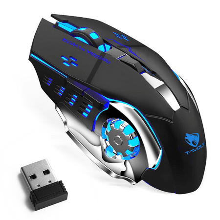 Rechargeable Wireless Bluetooth Mouse Multi-Device (Tri-Mode:BT 5.0/4.0+2.4Ghz) with 3 DPI Options, Ergonomic Optical Portable Silent Mouse for Dell Alienware m15 R4 Laptop Blue Black