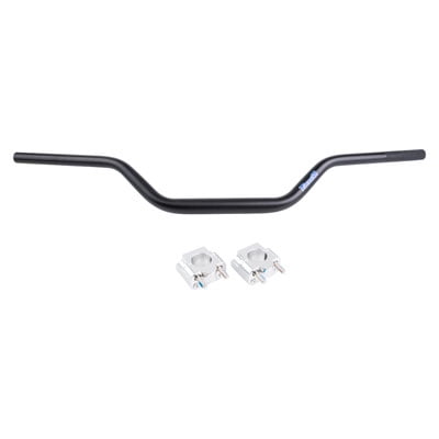 Tusk Universal Big Bar Clamp and Bar Kit Renthal FatBar Carmichael High Bend Black for Suzuki TM125 1973-1975