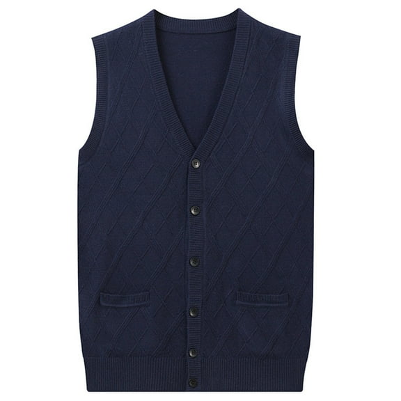 Bcfgryg Men's Autumn And Winter Comfort Business Sleeveless Casual Plush Vest Vest V Neck Knitted Diamond Check Lightweight Men's Vest