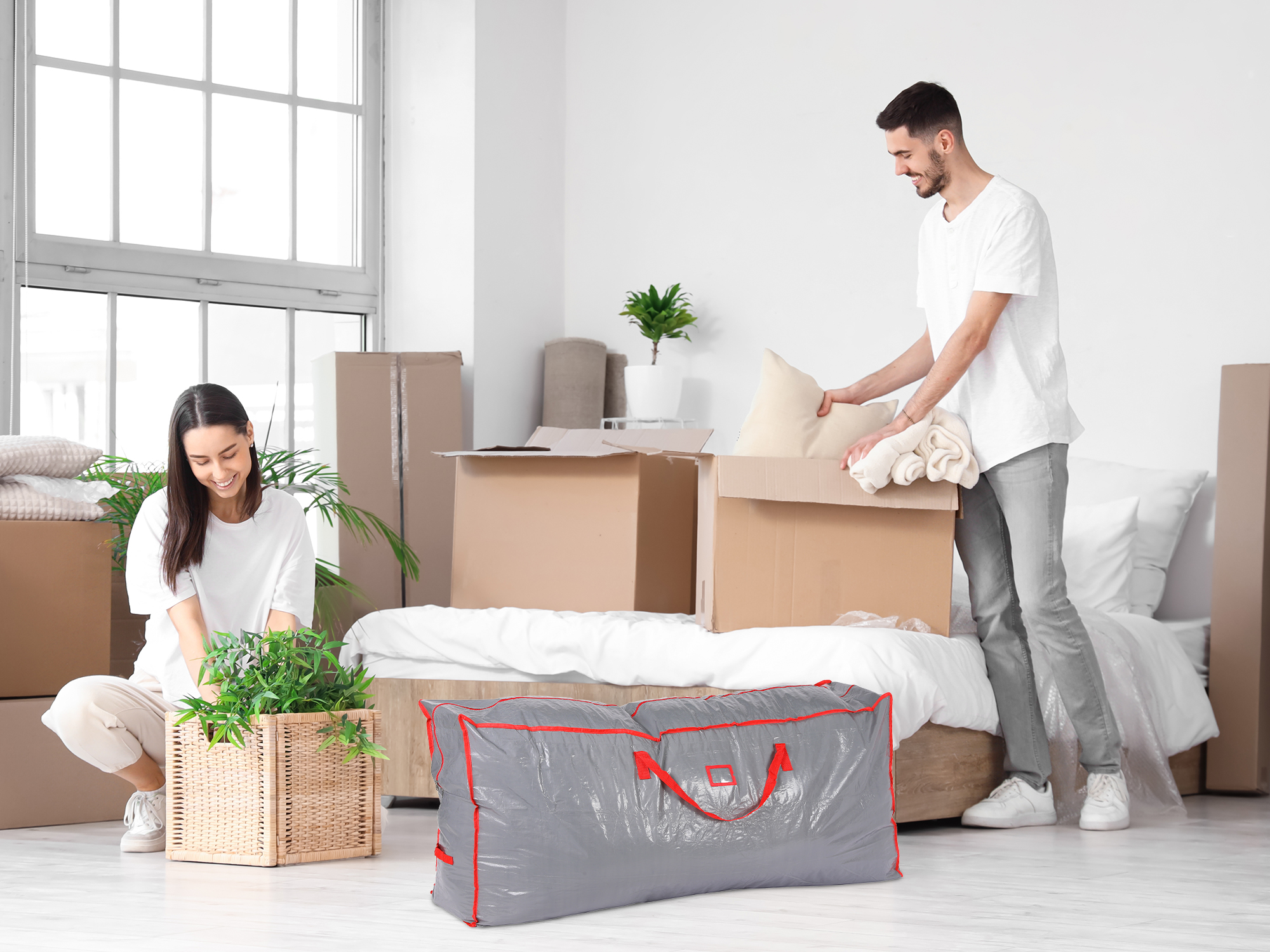 Unique Bargains Foldable Moving Storage Bags for Closet Organizers Gray 48x19.5x15in