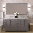 thumbnail image 2 of Caroline Avenue 60" Double Bath Vanity in Gray with Cultured Marble Quartz Top and Square Sinks with Polished Chrome Faucets with Matching Mirror, 2 of 3