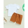 thumbnail image 4 of Arvbitana 3-24 Months Infant Baby Boy Summer Set Letter Print Short Sleeve T Shirt Top Solid Shorts 2Pcs Outfits, 4 of 8