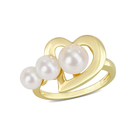 Everly Women's Cultured Pearl Yellow Gold Plated Ring