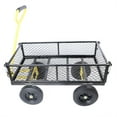 thumbnail image 4 of Steel Garden Cart, Heavy Duty Wagon Cart with Foldable Frame and Solid Wheels, Utility Metal Wagon with 180° Rotating Handle and 10 Inch Tires for Garden, Farm, 4 of 5