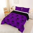 thumbnail image 2 of Homewish Hipple Halloween Skull Full Size Comforter Sets,Purple Damask Bedding Comforter Set,Black Reversible,3-Piece,1 Comforter and 2 Pillowcases, 2 of 7