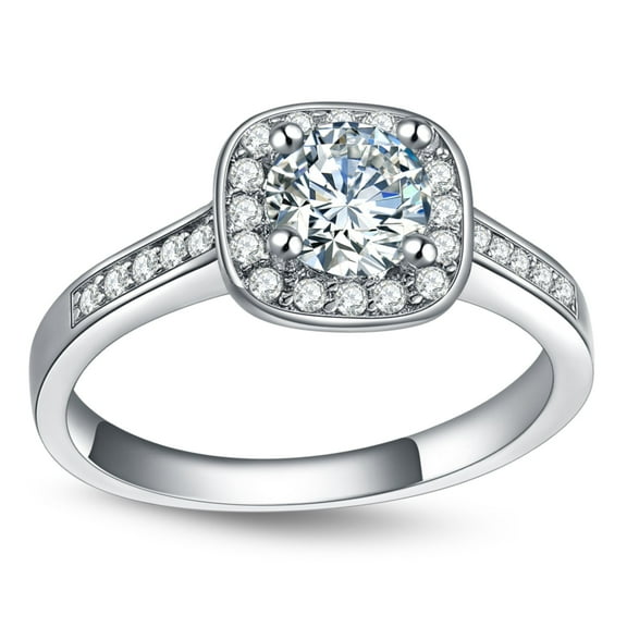 Renee Halo Engagement Ring Cz Women Gold Plated Ginger Lyne Collection