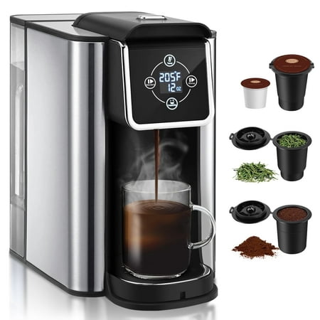 SiFENE 3-in-1 Single Serve Coffee Maker, Brew Ground Coffee, Tea, Custom Controls, Black, New