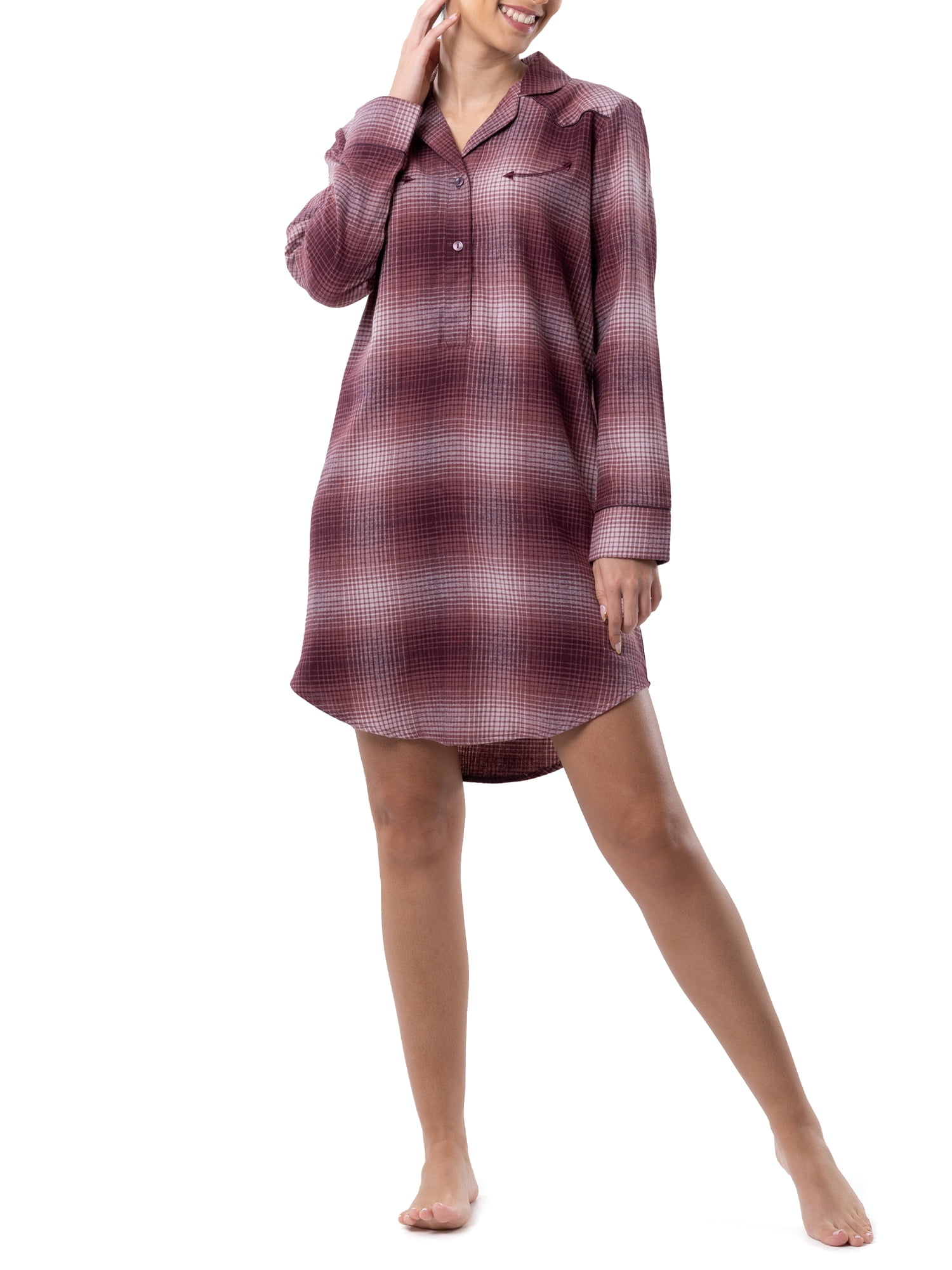 Wrangler Women's Long Sleeve Flannel Pajama Sleepshirt, Sizes S-4X