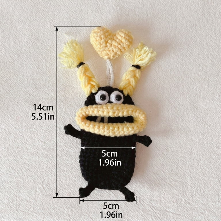 Cute Handmade Knit Key Cover, Funny Crochet Monster Keychain with