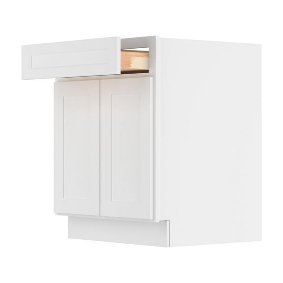 Furinno Shaker Drawer Base Kitchen Cabinet with 2-Doors, Ready to Assemble, 24 D x 27 W x 34.5 H, White