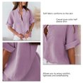 thumbnail image 4 of Camisa De Verano, 5 Colores Disponibles Lavar A Máquina Color Puro Estilo Jersey Camisa De Mujer Tela Suave Para El Día A Día Para Ir De Compras OTVIAP Púrpura L, 4 of 6