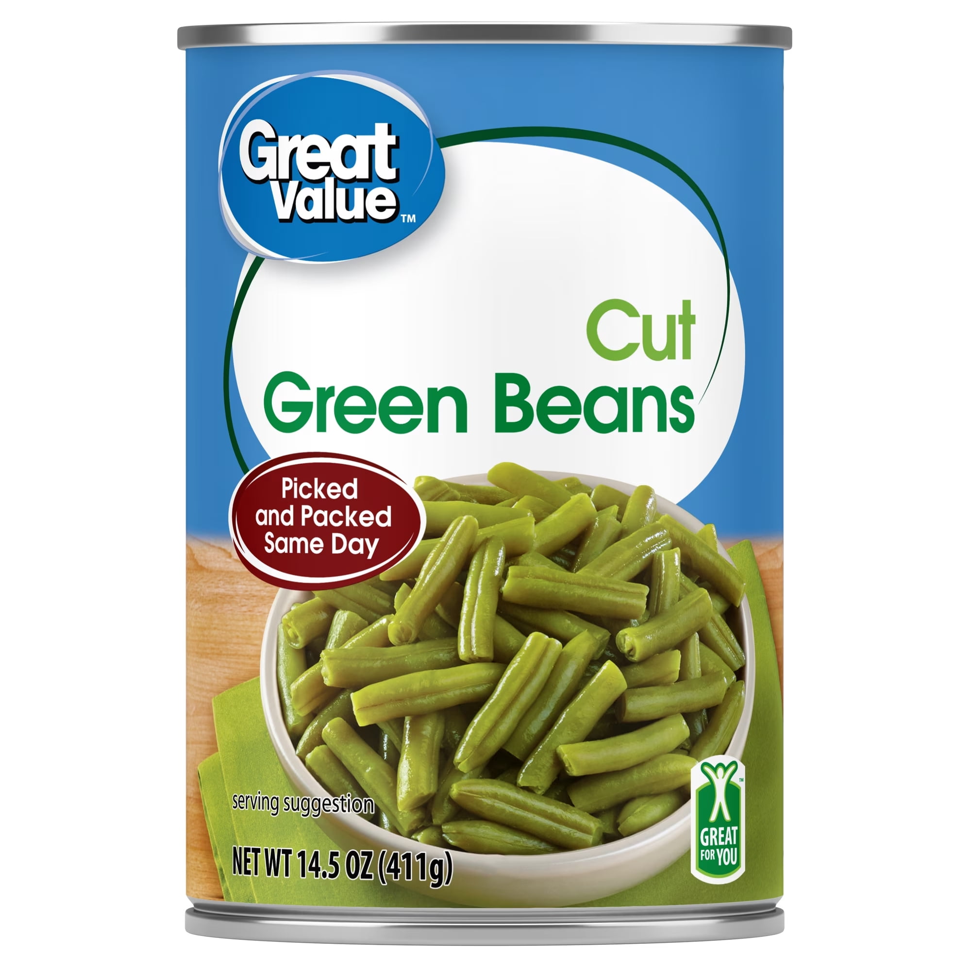 Great Value Cut Green Beans, 14.5 oz Can