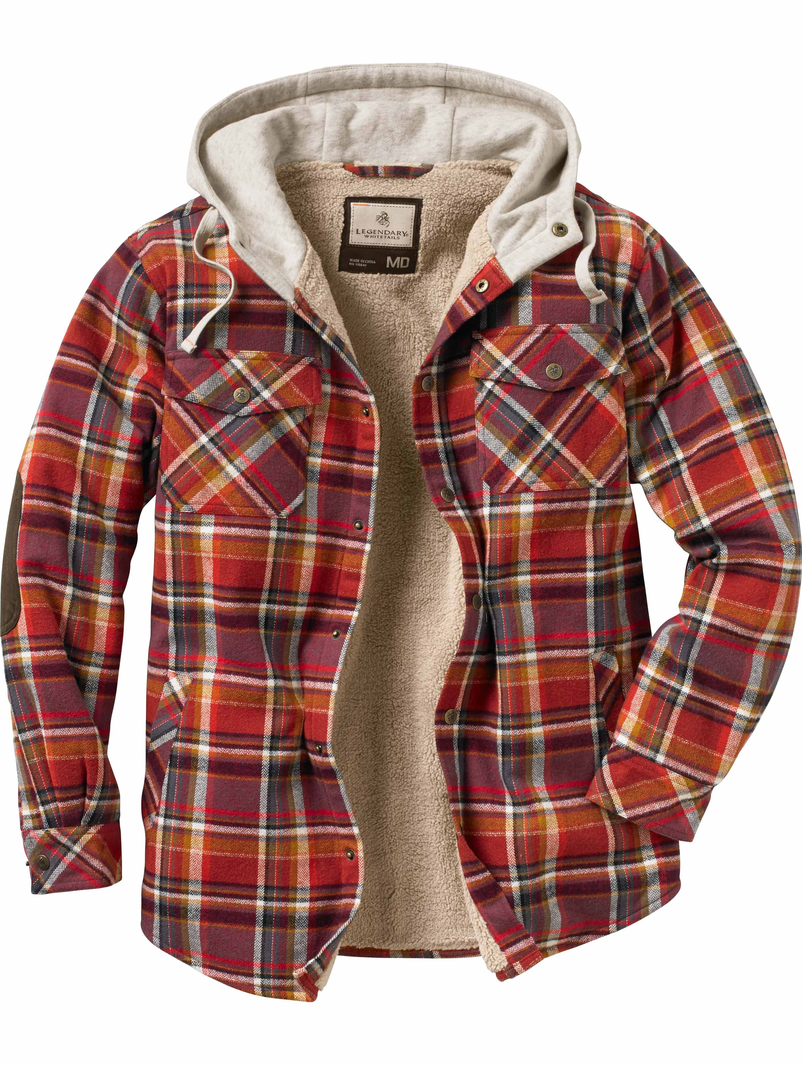 Legendary Whitetails Men&#039;s Camp Night Berber Lined Hooded Flannel - Walmart.com