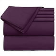 thumbnail image 2 of Extra Deep Pocket 4 Piece Bed Sheet Set – Super Deep Fitted Sheet Fits Mattress from 18-24 inces Depth – Double Brushed Microfiber Sheets with 2 Pillow Cases, Twin, Eggplant, 2 of 6